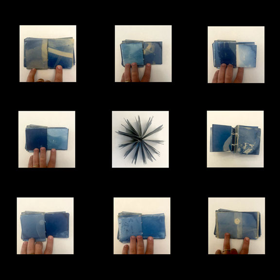 small hand stitched  book of cyanotypes